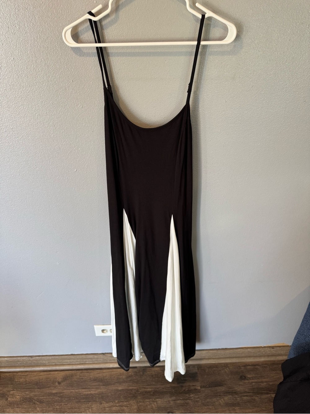 Black and White Spaghetti Strap Midi Dress